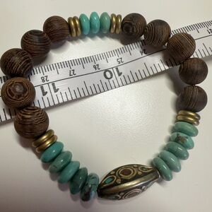 Athena bracelet in sacred olive wood Turquoise Stretch Bracelet